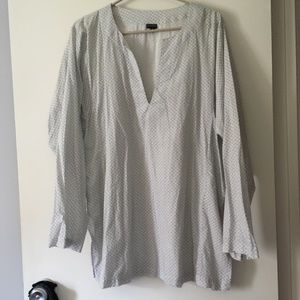 MEG COHEN NYC White + Black Print Cotton Blouse XL